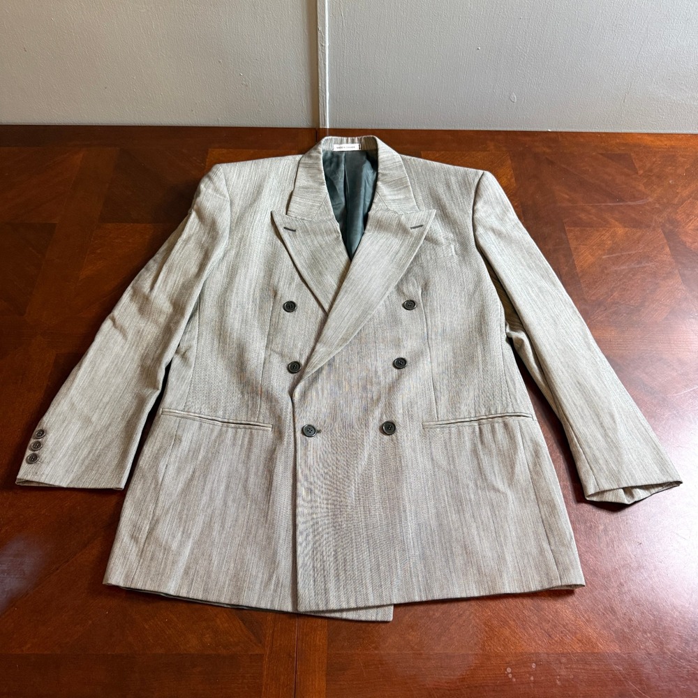 Yves Saint Laurent Grey Double Breasted Wool Blazer Jacket